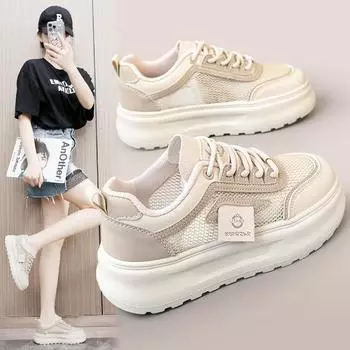 Zy1803 Новые белые туфли, женские летние туфли с дышащей сетчатой поверхностью, универсальная спортивная обувь, обувь с сетчатой поверхностью с поднятой подошвой 35