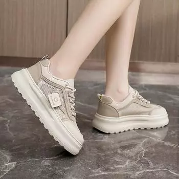 Zy1803 Новые белые туфли, женские летние туфли с дышащей сетчатой поверхностью, универсальная спортивная обувь, обувь с сетчатой поверхностью с поднятой подошвой 35