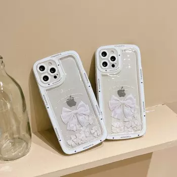 Зыбучий песок бант милый блестящий чехол для телефона с рисунком мультфильма для Iphone 11 12 13 Pro Max 14 Promax Plus Xsmax X Xr 8 7 Plus противоударный чехол for iphone 11