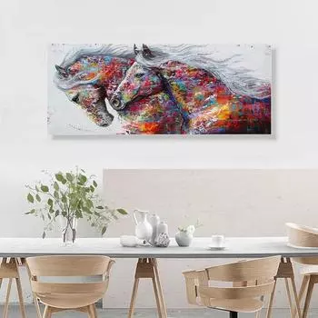 ZYGALLOP животное абстрактное настенное искусство бегущая лошадь холст живопись современные принты плакаты фотографии украшение для гостиной домашний декор без рамки 20*40cm