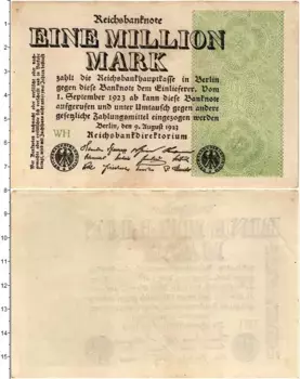 Банкнота 1000000 марок Веймарской республики 1923 года Берлин