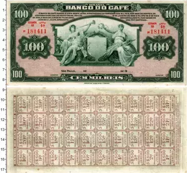Банкнота 100000 рейс Бразилии 1890 года