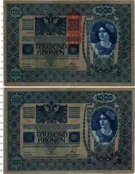Банкнота 1000 крон Австро-Венгрии 1902 года Надпечатка на боне 1902 года