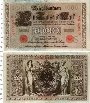Банкнота 1000 марок Германии 1910 года