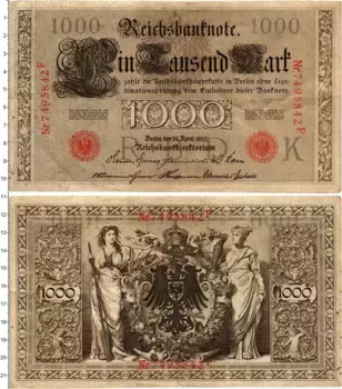 Банкнота 1000 марок Германии 1910 года