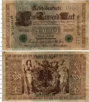 Банкнота 1000 марок Германии 1910 года