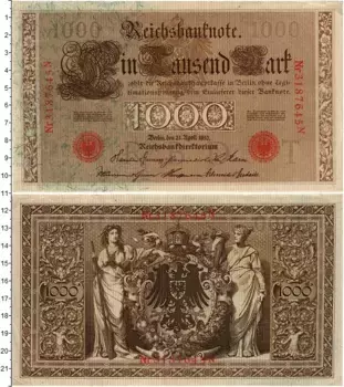 Банкнота 1000 марок Германии 1910 года Берлин