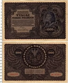 Банкнота 1000 марок Польши 1919 года Анджей Тадеуш Костюшко