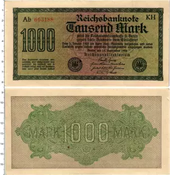 Банкнота 1000 марок Веймарской республики 1922 года