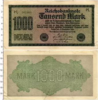 Банкнота 1000 марок Веймарской республики 1923 года