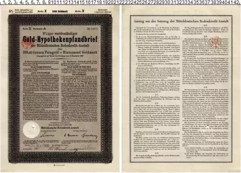 Банкнота 1000 марок Веймарской республики 1930 года 8% Облигация