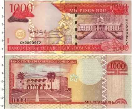 Банкнота 1000 песо Доминиканской республики 2009 года