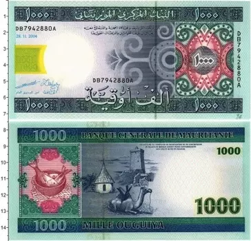 Банкнота 1000 угий Мавритании 2004 года