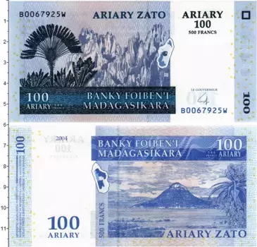 Банкнота 100 ариари Мадагаскара 2004 года