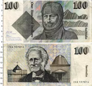 Банкнота 100 долларов Австралии 1991 года Геолог Дуглас Моусон