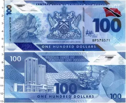 Банкнота 100 долларов Тринидада и Тобаго 2019 года Пластик