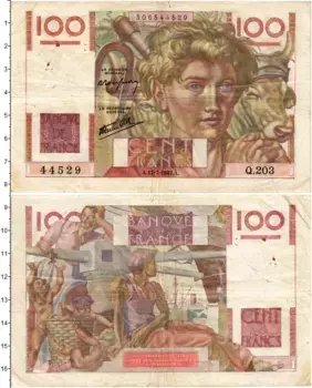 Банкнота 100 франков Франции 1947 года