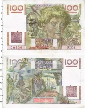 Банкнота 100 франков Франции 1949 года