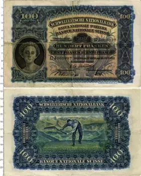 Банкнота 100 франков Швейцарии 1947 года