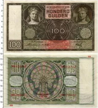 Банкнота 100 гульденов Нидерланд 1935 года
