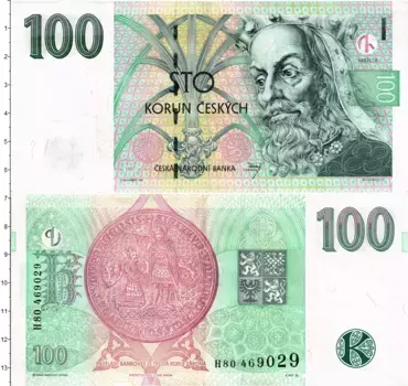 Банкнота 100 крон Чехии 1997 года Карл IV