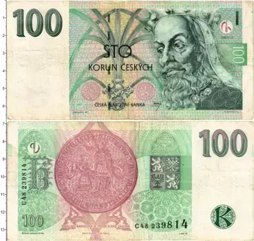 Банкнота 100 крон Чехии 1997 года Карл IV
