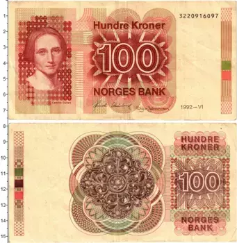 Банкнота 100 крон Норвегии 1992 года Камилла