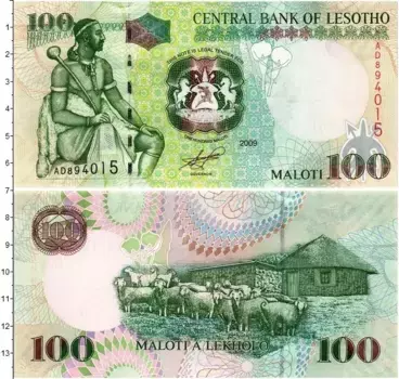 Банкнота 100 малоти Лесото 2009 года Мошвешве I