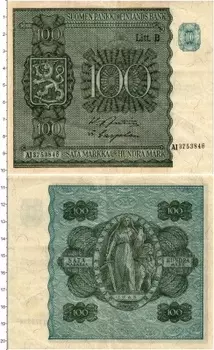 Банкнота 100 марок Финляндии 1945 года