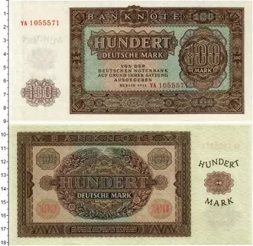 Банкнота 100 марок ГДР 1955 года Берлин