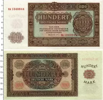 Банкнота 100 марок ГДР 1955 года Берлин