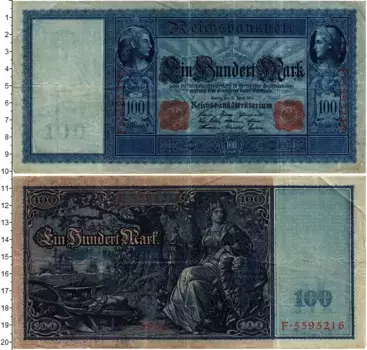 Банкнота 100 марок Германии 1910 года Берлин