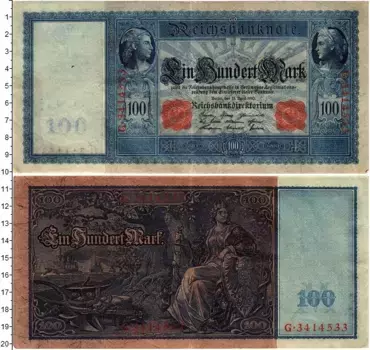Банкнота 100 марок Германии 1910 года Берлин