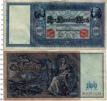 Банкнота 100 марок Германии 1910 года Берлин
