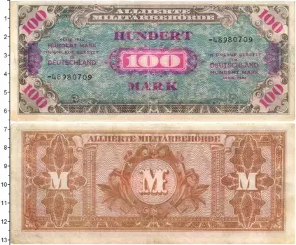 Банкнота 100 марок Германии 1944 года