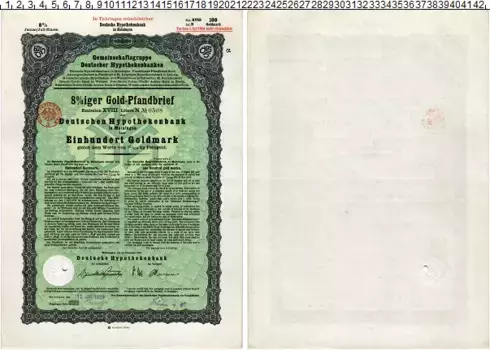 Банкнота 100 марок Веймарской республики 1928 года Облигация