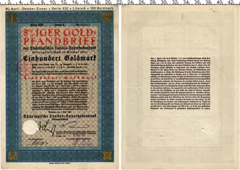 Банкнота 100 марок Веймарской республики 1930 года Облигация