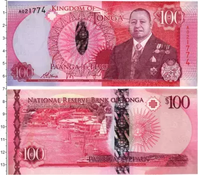 Банкнота 100 паанга Тонги 2015 года