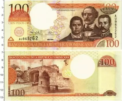 Банкнота 100 песо Доминиканской республики 2000 года