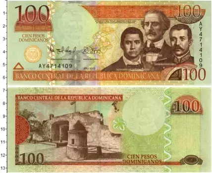 Банкнота 100 песо Доминиканской республики 2012 года