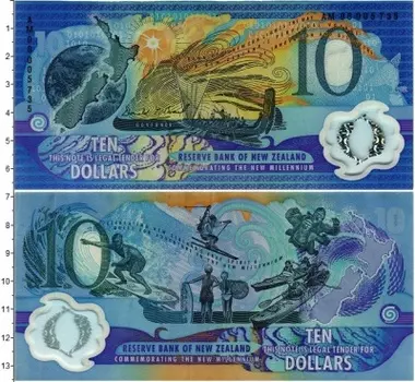 Банкнота 10 долларов Новой Зеландии 2000 года Миллениум