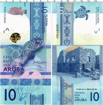 Банкнота 10 флоринов Арубы 2019 года
