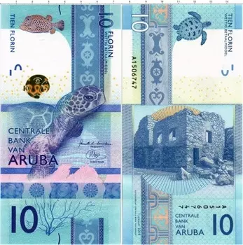 Банкнота 10 флоринов Арубы 2019 года Черепаха
