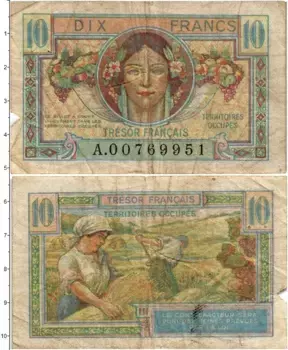 Банкнота 10 франков Франции 1947 года