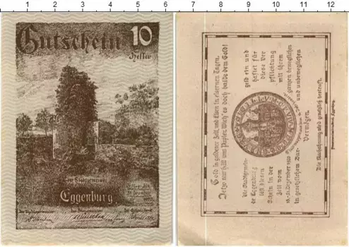 Банкнота 10 геллеров Австрии 1920 года Эггенбург