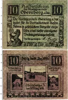 Банкнота 10 геллеров Австрии 1920 года Обернберг