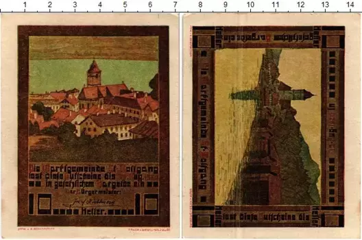 Банкнота 10 геллеров Австрии 1920 года Санкт-Вольфганг-им-Зальцкаммергут