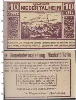 Банкнота 10 геллеров Германия : Нотгельды 1920 года