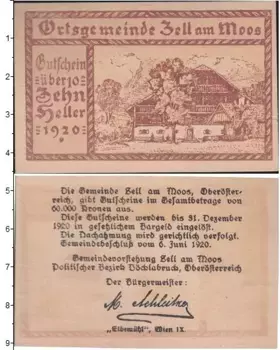 Банкнота 10 геллеров Германия : Нотгельды 1920 года