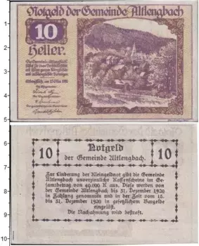Банкнота 10 геллеров Германия : Нотгельды 1920 года
